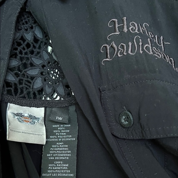 Harley-Davidson Black Lace Shoulder Shirt - Picture 2 of 4